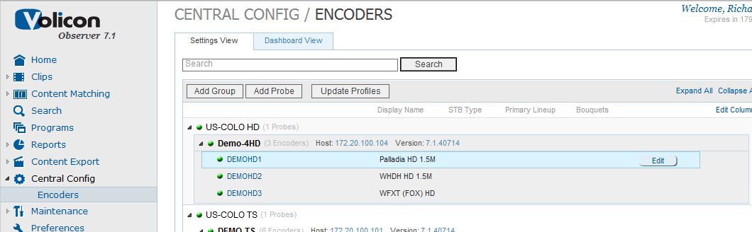 Figure: Central Config>Encoders